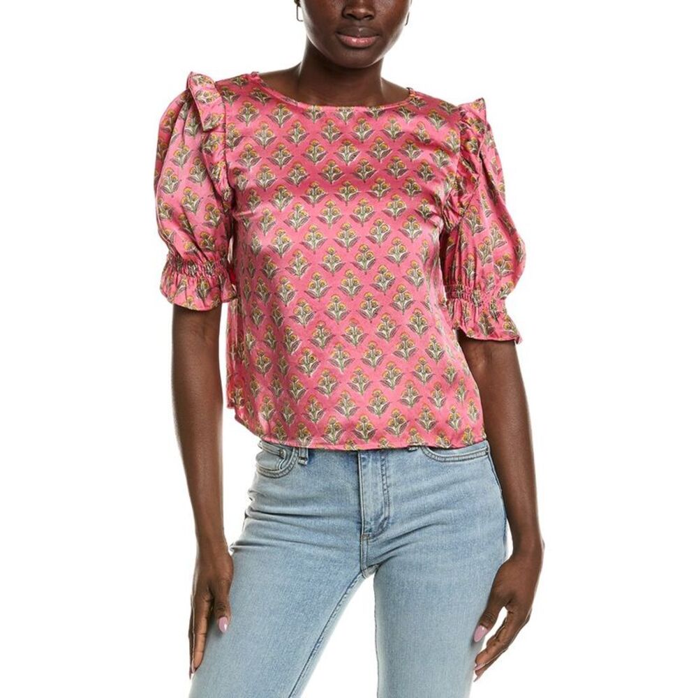 Emerson Fry Womens Pearl Silk Blouse, Pink